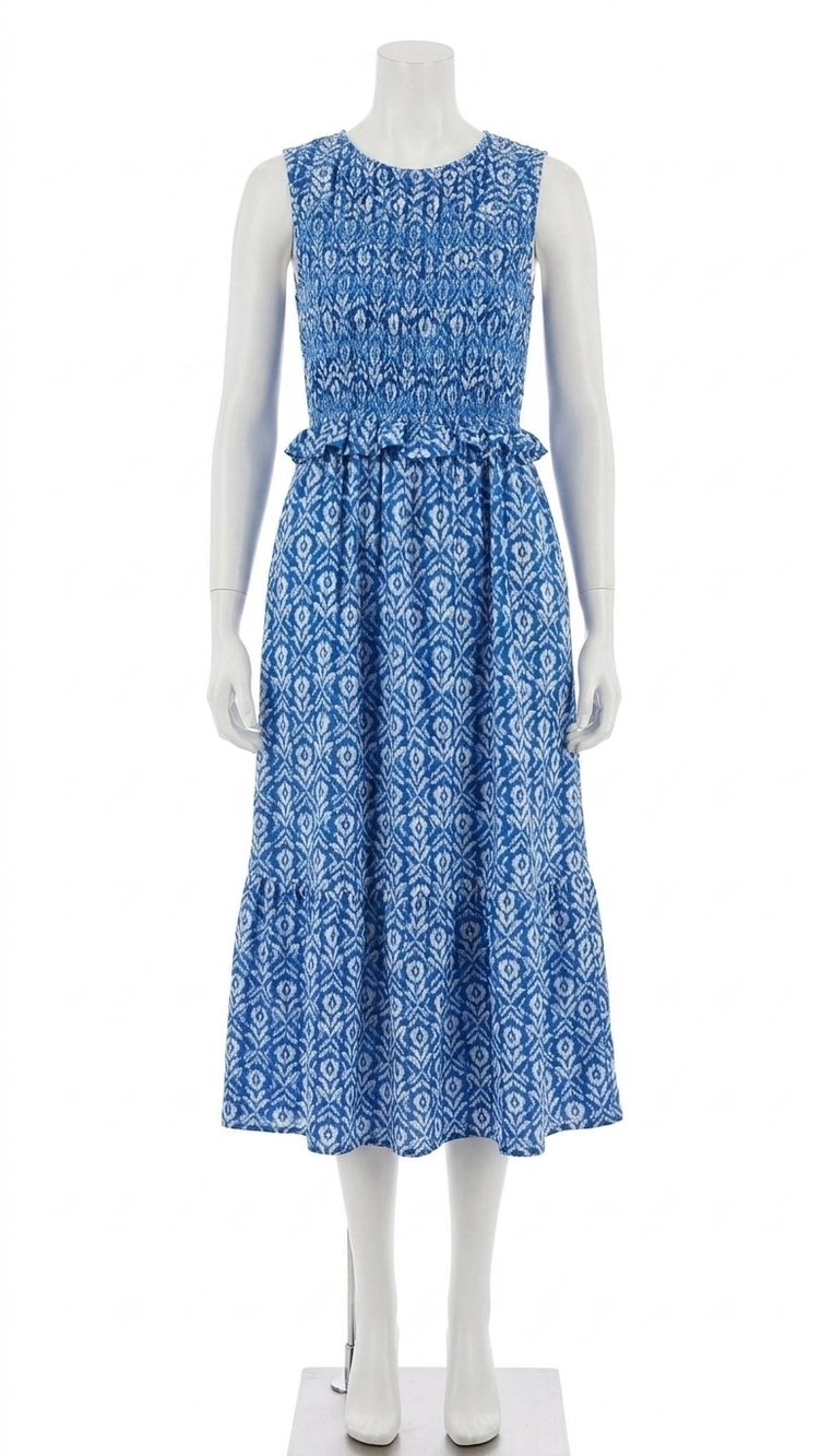 NEW RAILS rialto tank-style midi dress in blue ikat